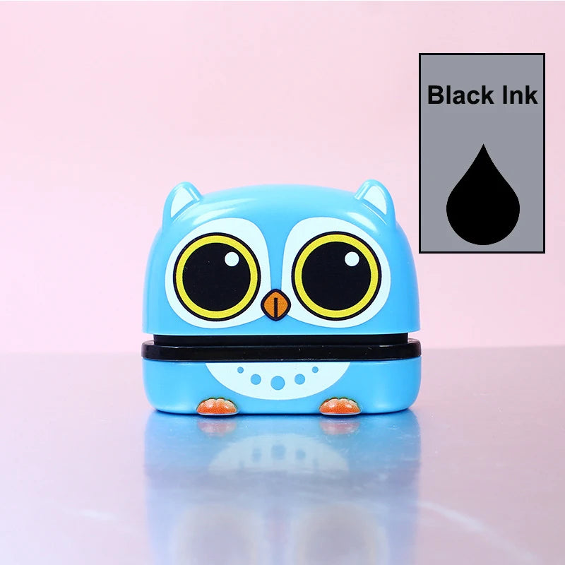 timbres personnalisables dessins animés animaux bleu noir rose blanc jaune gris daisyscrição