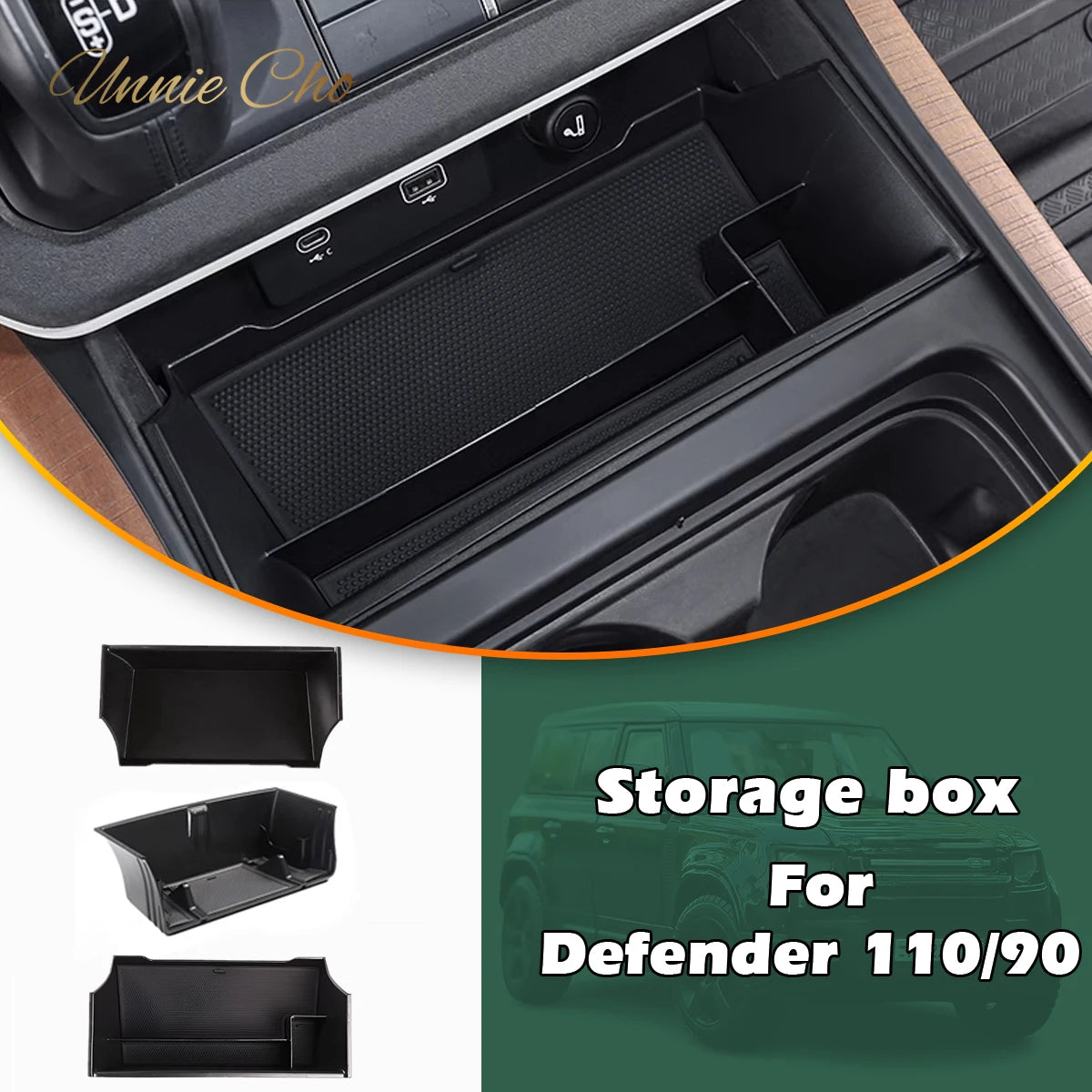 boîte rangement noire contemporaine voiture texture grain compartiment accoudoir porte téléphone carte cigarette lighter