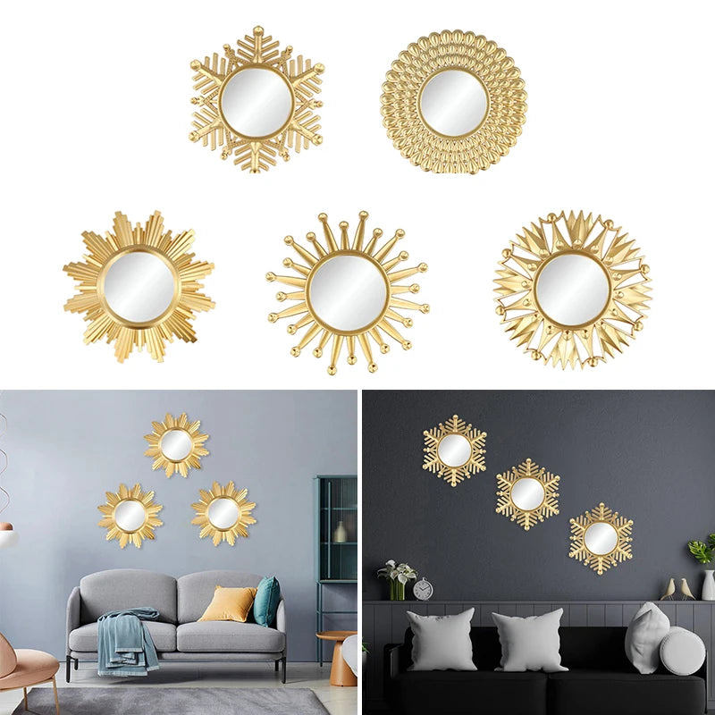 miroirs décoratifs solaires or rayonnants différents motifs cadre doré opaques vintage soleil