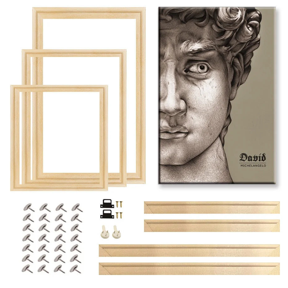 cadre photo mural bois naturel affiche peinture toile décoration maison classique