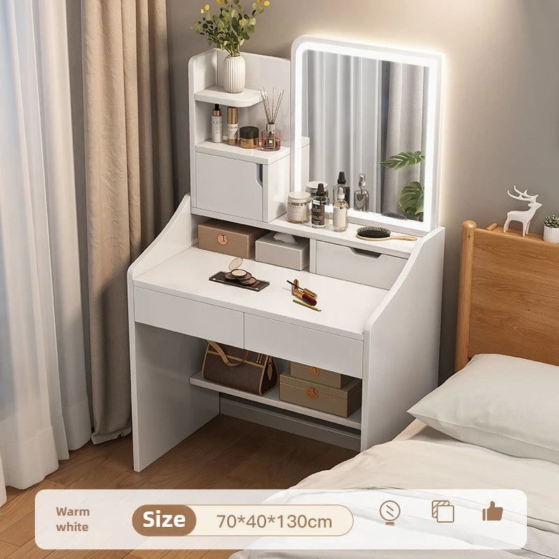 table maquillage moderne miroir lumineux tabouret blanc mdf chambre coucher