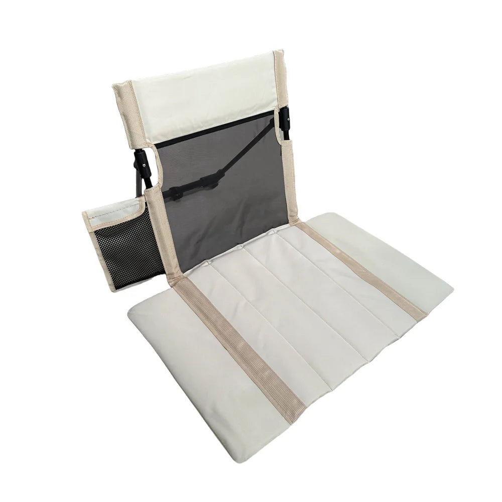chaise pliable moderne portable clips sac rangement beige noir extérieur camping plage