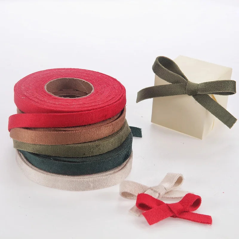 rubans velours unis 1cm large rouge marron beige vert bordeaux élégants opaques 450cm longueur