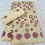 tissu dentelle coton brodé fleurs motif broderie africaine voile suisse vêtement élégant