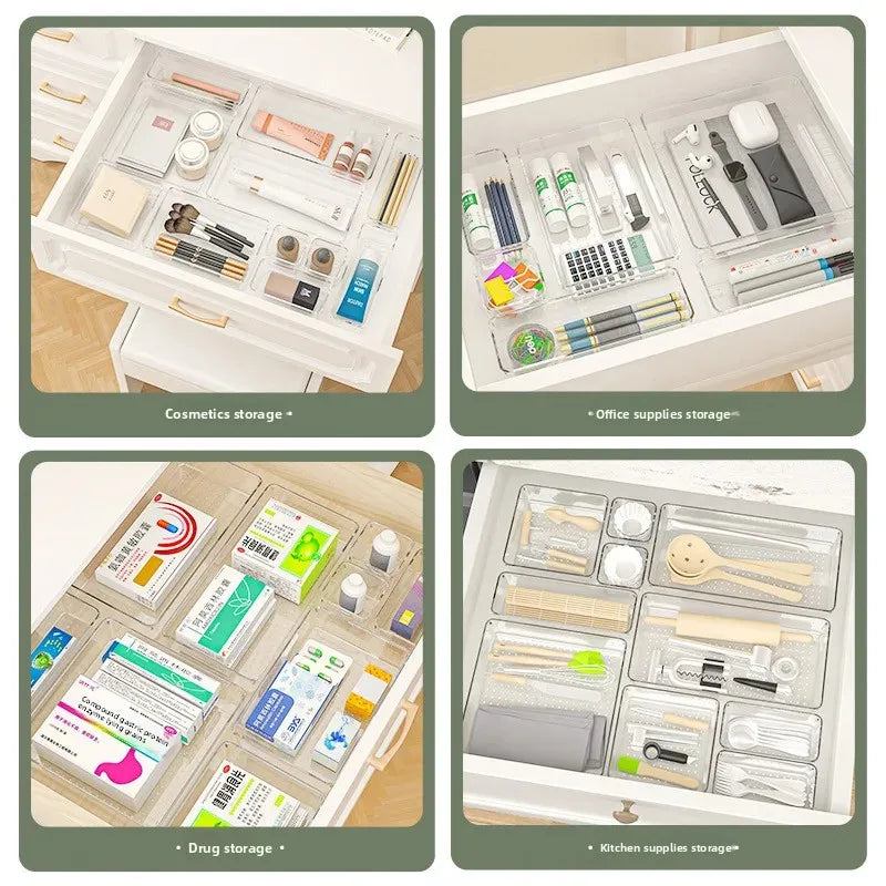 trousse rangement transparente compartiments points noirs maquillage organisation moderne plastique