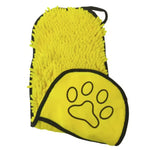 serviette bain chien chenille pattes imprimées grise bleue blanche confortable pratique
