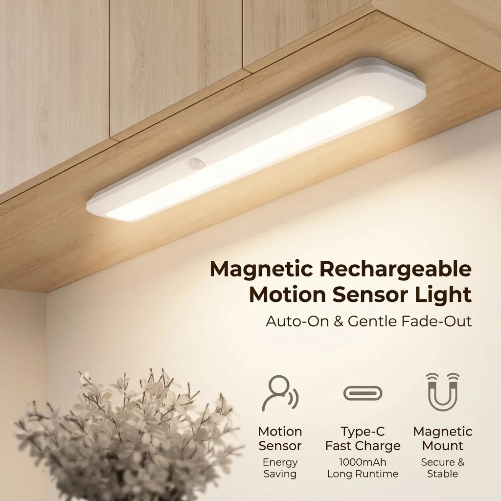 lampe motion sensor rechargeable led aimantée facile blanc moderne minimaliste détecteur mouvement chambre cuisine