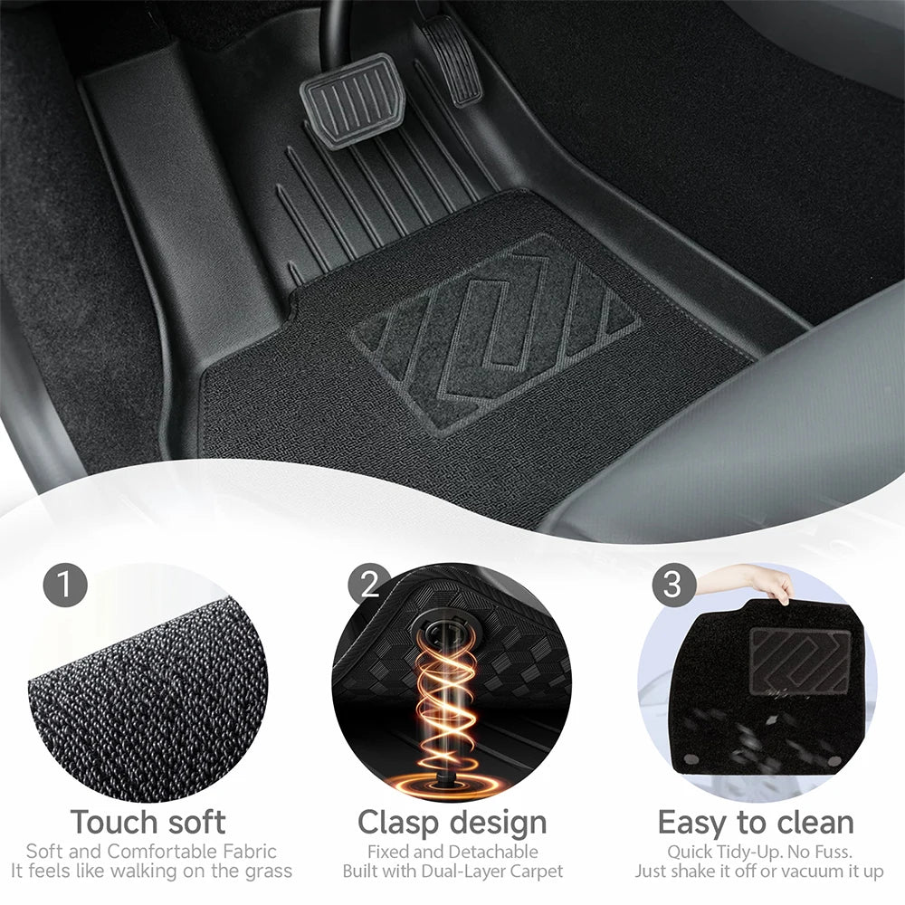 tapis sol voiture noir texture geométrique moderne clips tapis coffre avant arrière rangement