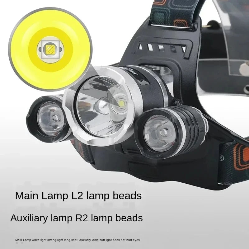 lampe frontale led rechargeable étanche haute luminosité camping chasse activités nocturnes