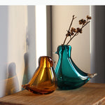 vase oiseau moderne couleur ambre tulipe rouge décoration table translucide contemporain