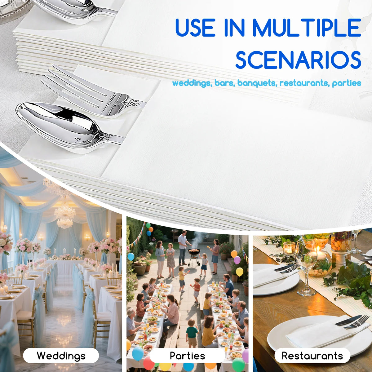 serviettes papier jetables moderne or rayées fourchette couteau absorbantes 16in pliées élégantes festival