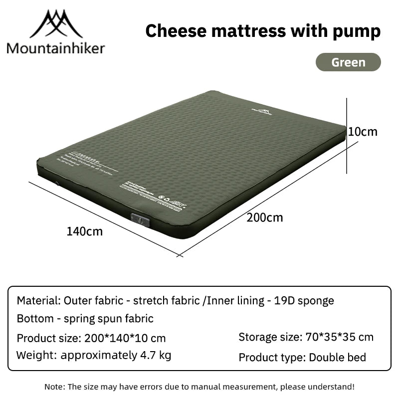 matelas gonflable vert foncé beige moderne pompe intégrée tapis couchage familial portable