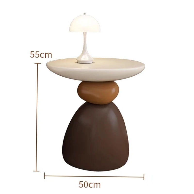 table basse ronde pierre moderne minimaliste sculptural couleur vive salon