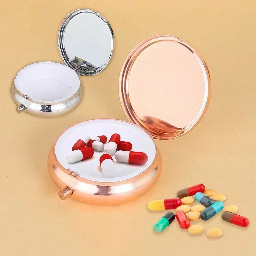 boîte pilules argentée moderne boîte médicaments compacte boutons pression contenant pilules