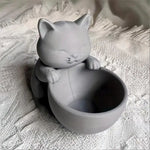 cache pot forme chat texture cuir moderne noir blanc gris drainage succulentes cactus chambre