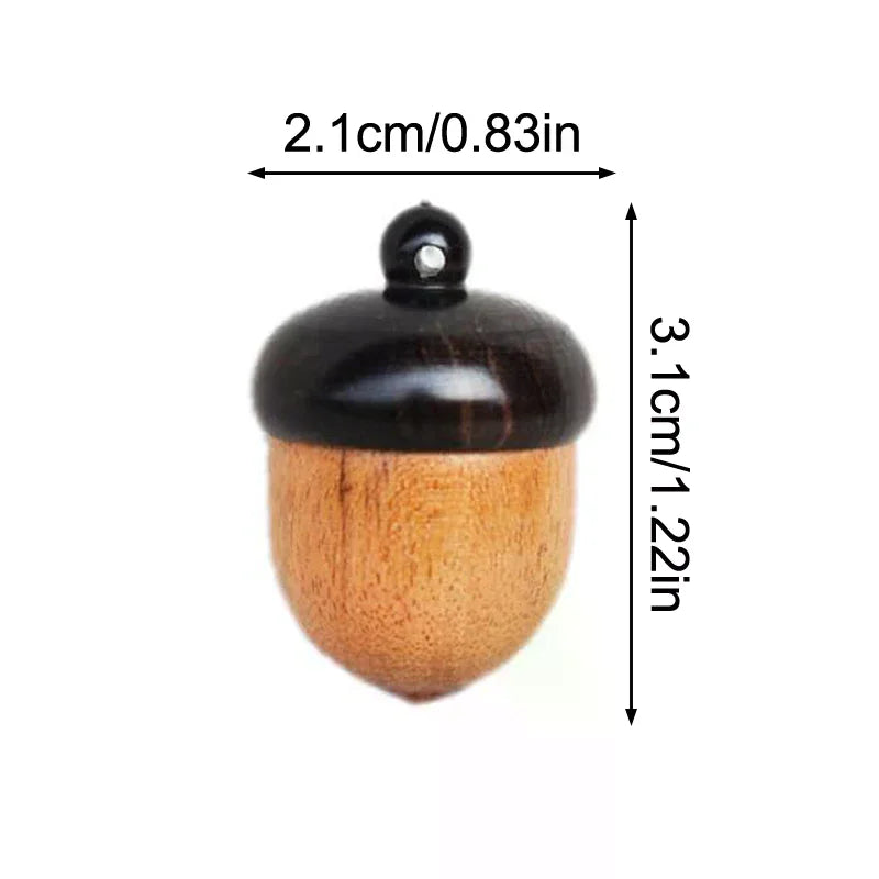 boîte rangement noix érable artisanale anneau métallique portable conteneur petit objet grain bois marron