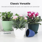 Pot fleurs moderne rayures vertes bleues blanches plateau support diverse couleurs