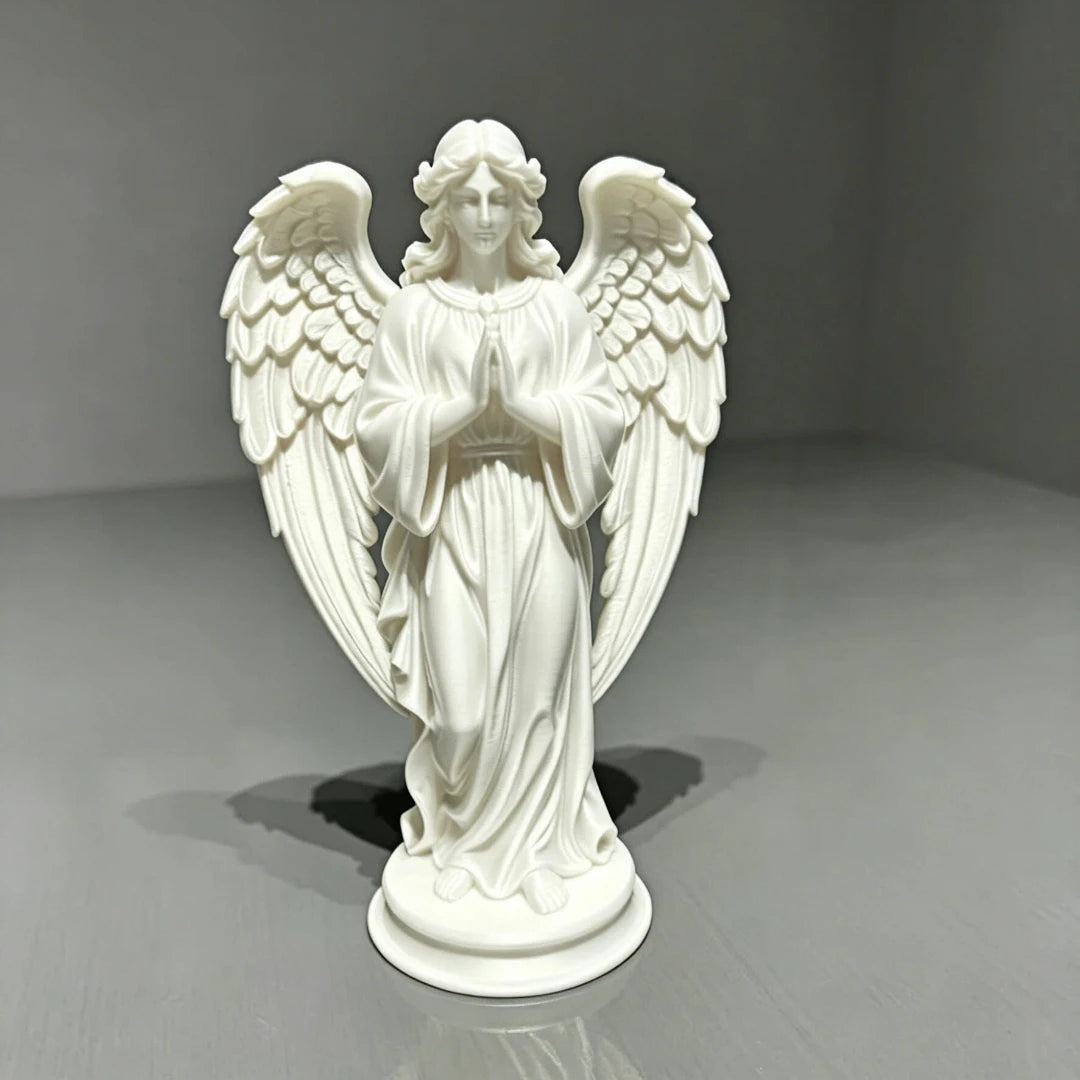 statue ange blanc or impression 3d texture brillante classique religieuse autel maison
