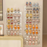 présentoir mural multifonctionnel clips fixation mur transparent figurines animées divers articles rangement couleurs modernes