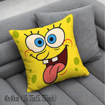 coussin carré jaune motif bob l'éponge décor maison cartoon eco friendly PLAID
