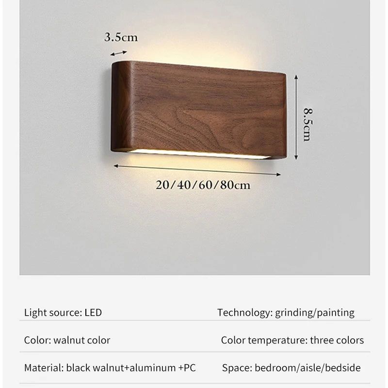 lampe murale moderne bois minimaliste marron foncé éclairage quotidien chambre salon entrée étude cuisine
