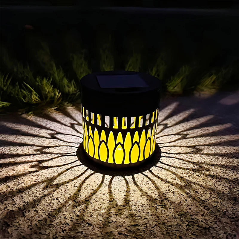 lampe solaire décorative moderne motif floral noir adhésif extérieur patio jardin ambiance