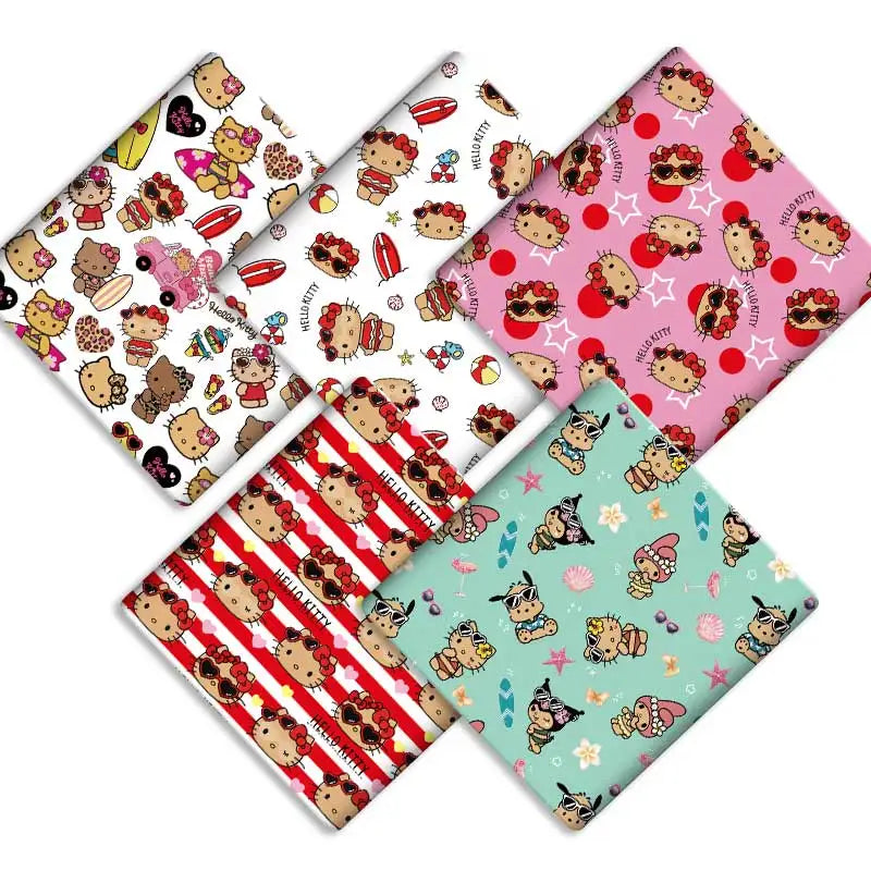 serviettes hello kitty motif coeurs ballons coton polyester résistant blanc rose vert jaune
