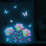 stickers muraux roses papillons multicolores reflets métalliques moderne adhésifs chambre salon