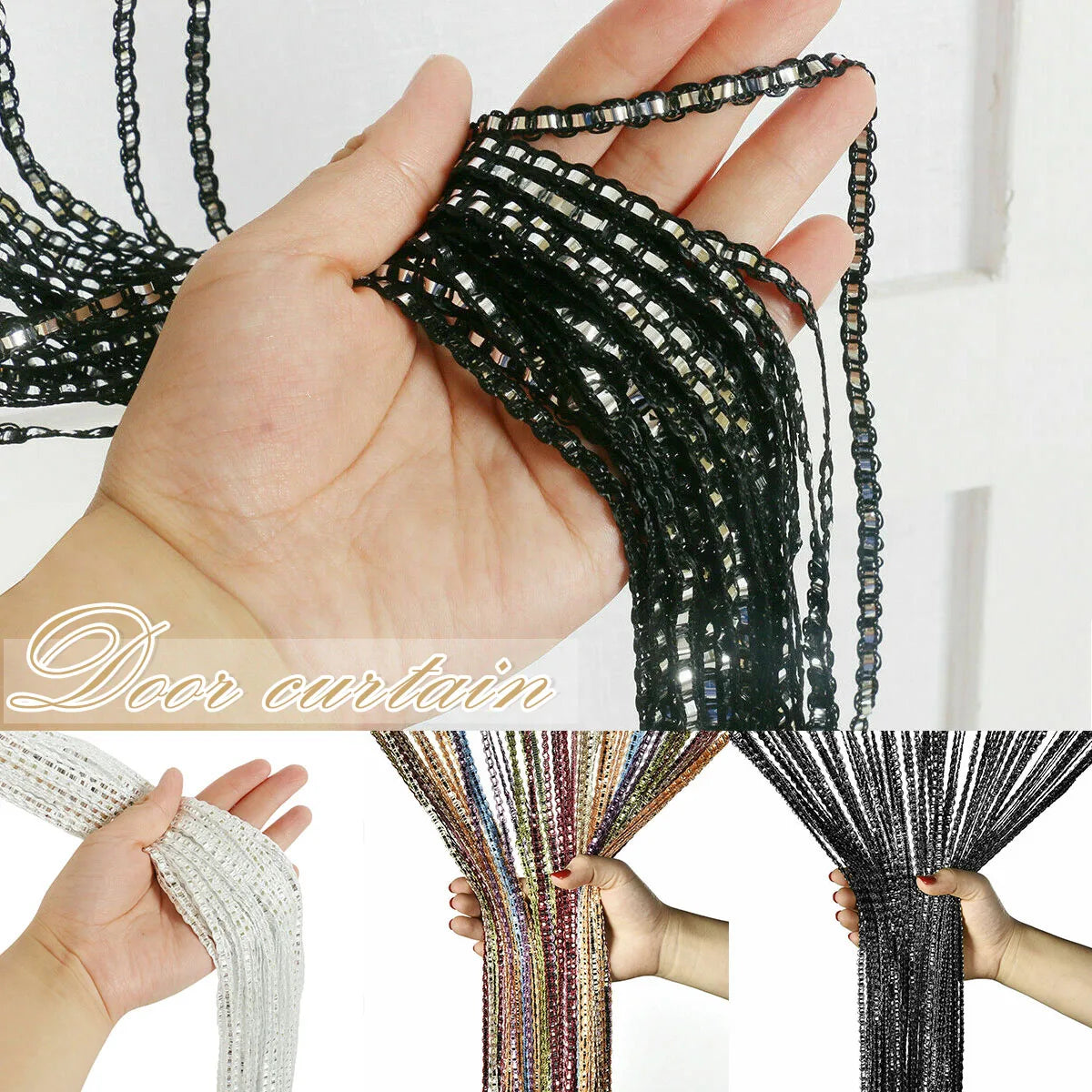 rideau decoratif boheme multicolore franges metalliques translucides barre superieure 200cm hauteur 100cm largeur
