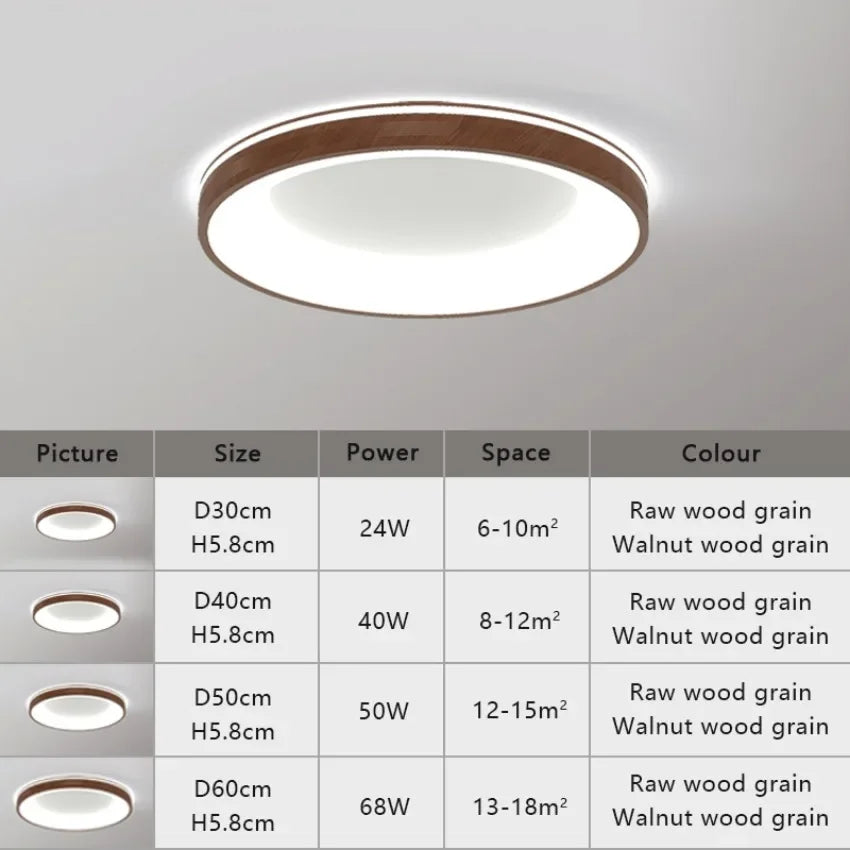 Lampe LED grain bois moderne aluminium blanc salon chambre coucher