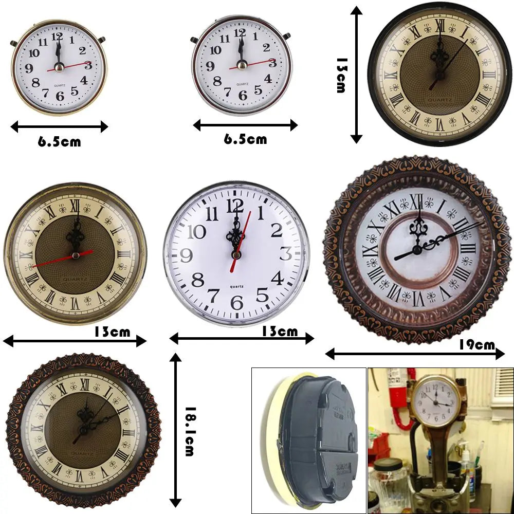 horloges murales classiques quartz blanc doré bronze números romains cadran lignes noires decoration florale