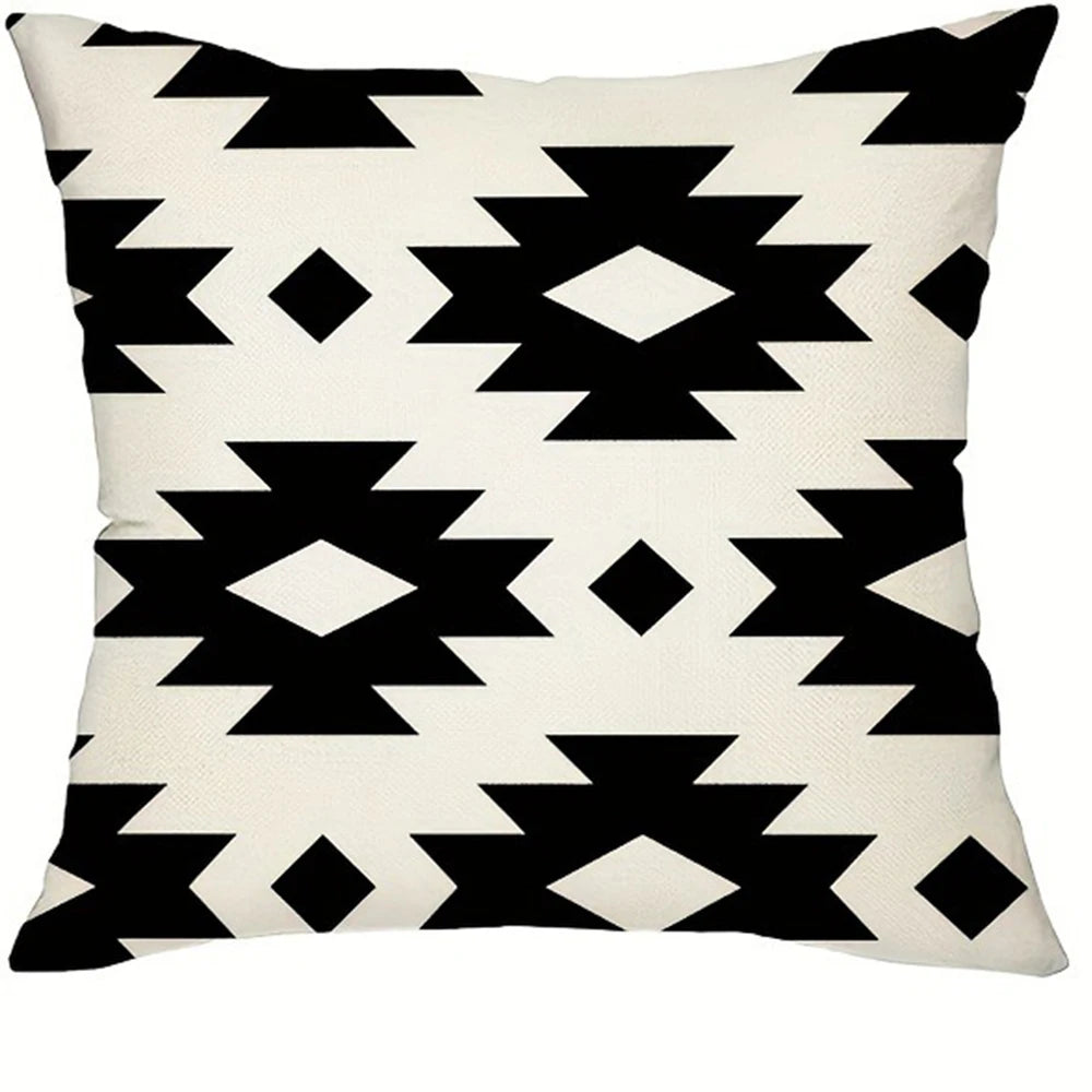 taies d'oreiller géométriques moderne 100% polyester noir blanc marron gris lit opaques moderne