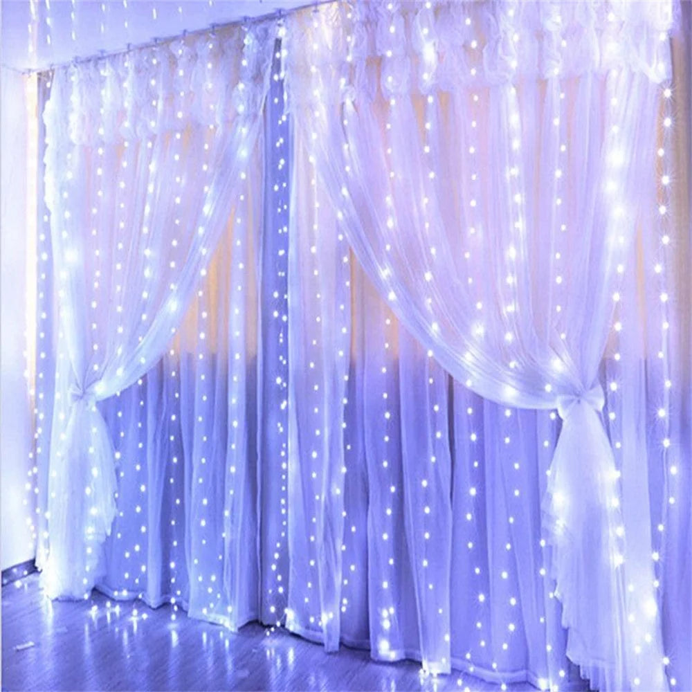 rideau lumineux led rose blanc multicolore motif étoile translucide moderne 300 leds télécommande usb