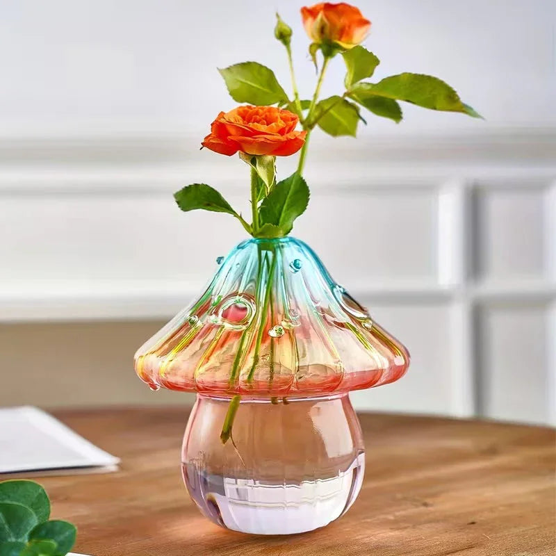 vase multicolore moderne transparent motif champignons bulles décoration table maison aromathérapie