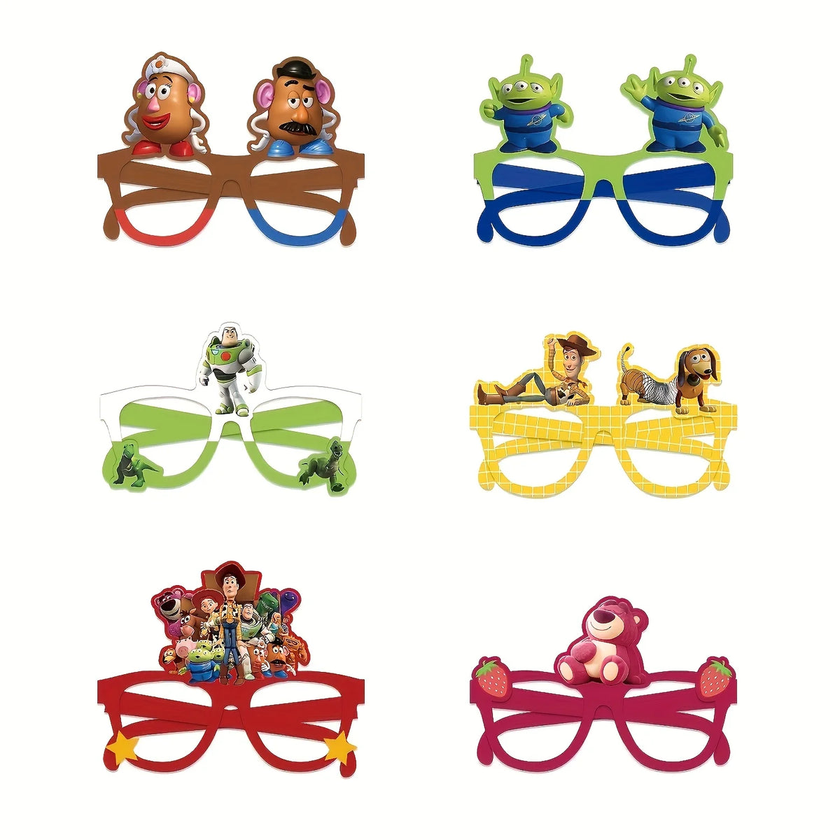 décorations fêtes lunettes papier disney personnages fruits rouges vert marron jaunes enfants festive