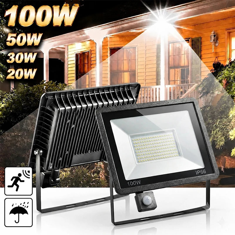 projecteur led detection mouvement extérieur ip66 moderne noir fixe murextérieur 20w 30w 50w 100w