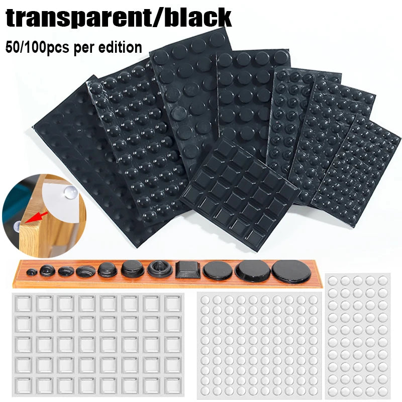 patins protection silicone adhésifs ronds transparents noirs meubles pieds chaise