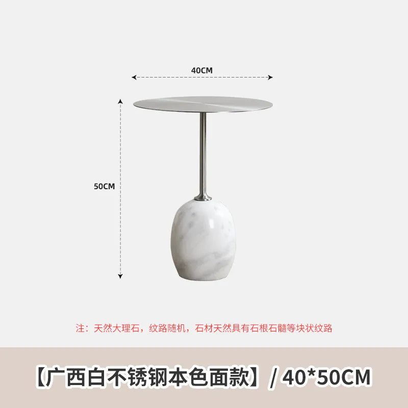table d'appoint moderne marbre blanc veines grises pied central salon chambre
