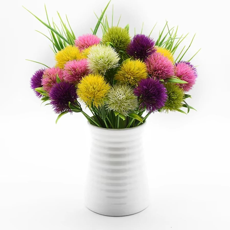 bouquet fleurs artificielles dandelion moderne minimaliste anniversaire mariage décoration intérieure extérieure blanc vert rose