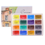 peintures aquarelle 12 16 24 36 couleurs bleu rouge jaune verte palette étudiante