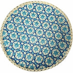 assiettes rotin naturel bleu vert marron motif géométrique tressé taille 15cm 25cm 35cm traditionnel