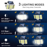 lampe murale solaire blanc moderne capteur mouvement 280 leds télécommande étanche