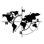 horloge murale carte monde noir flèches moderne sans fixation 39x29cm
