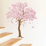 sticker mural fleurs cerisier papillons rose brun décoration enfant chambre salon familial