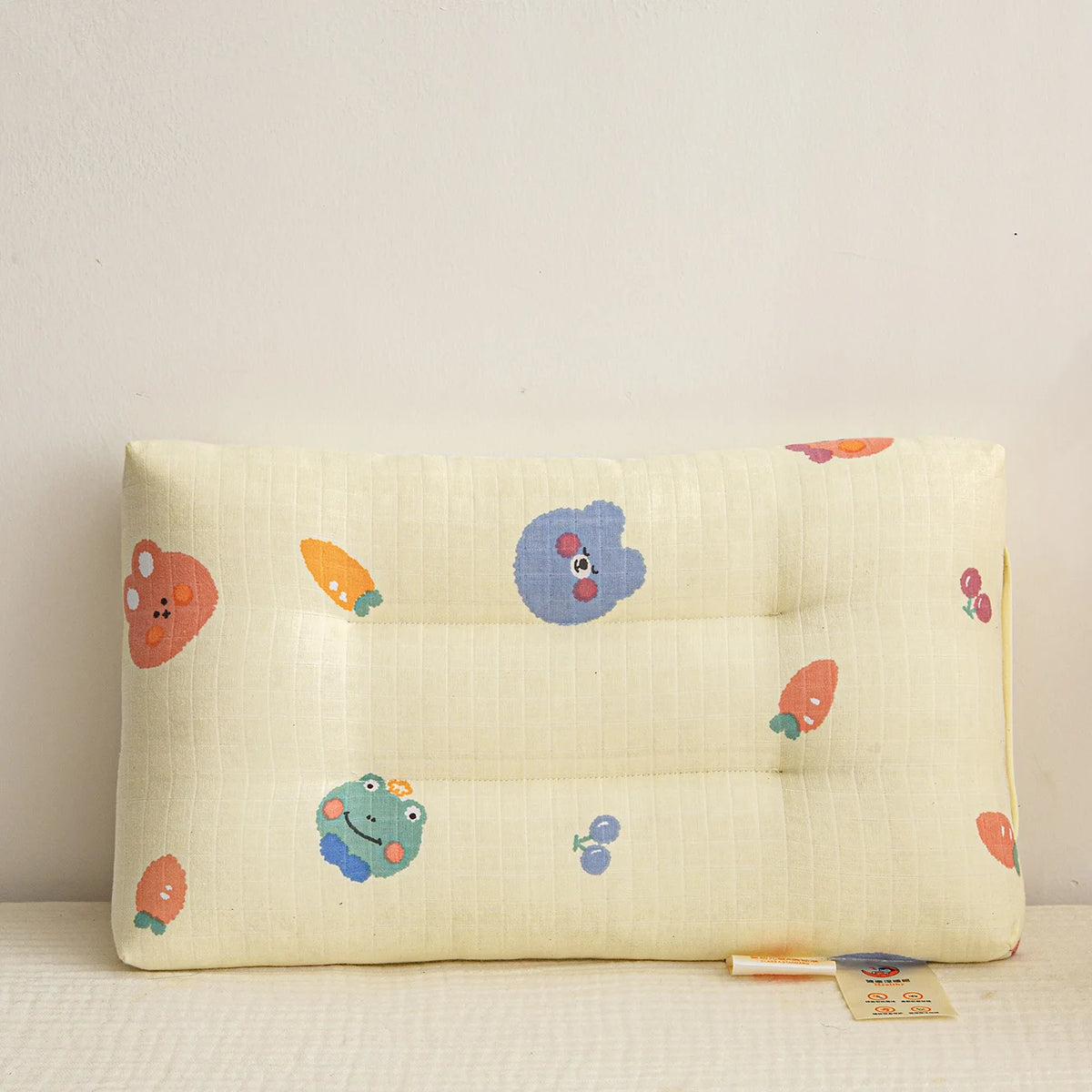 oreiller bébé coton polyester dessin animaux motifs géométriques rose blanc bleuclair protection cou fourragsaisons