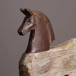 sculpture animale cheval taureau résine marron blanc cassé rustique décoration mur galerie.texture boisée aspect