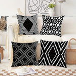 housse coussin polyester motif géométrique noir blanc moderne lit salon voiture