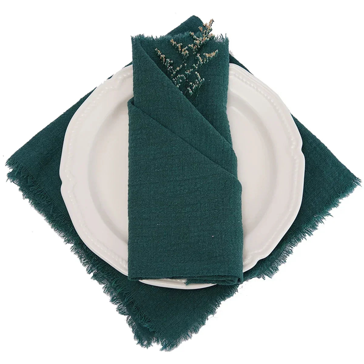 lot serviettes table coton rose franges ruban décorations mariage fête table rustique moderne
