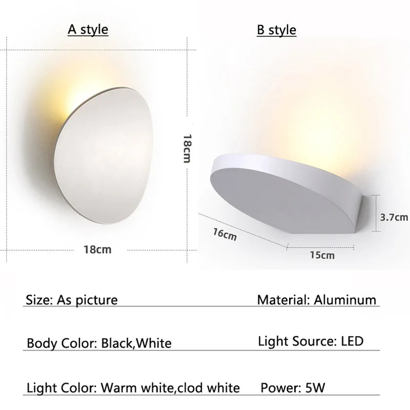 applique murale led moderne blanc noir éclairage chambre salon entrée minimaliste fixée mur