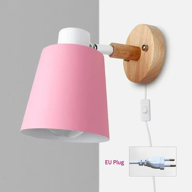 lampe murale moderne gris noir vert jaune blanc conique mate câble électrique prise interrupteur